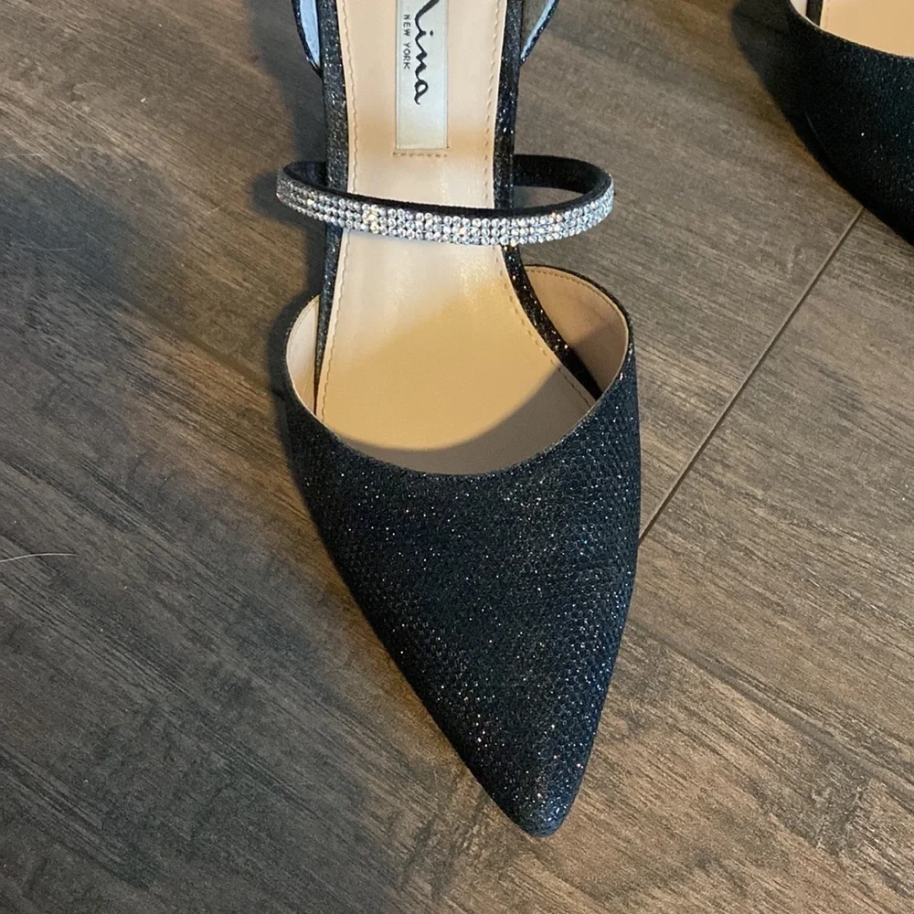Nina Black Sparkly Heels EUC